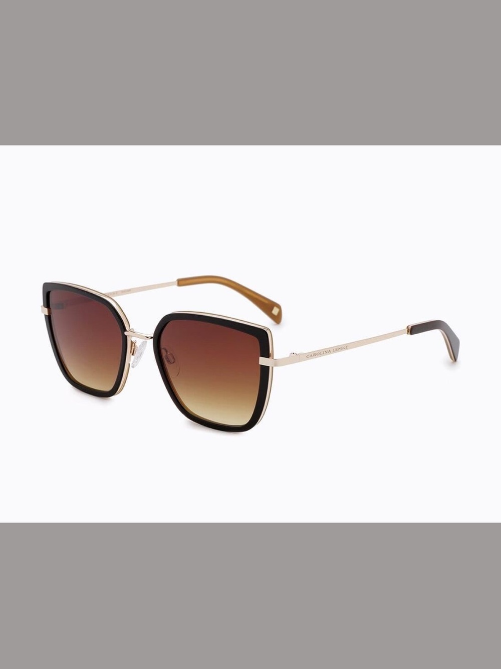 Carolina Lemke Gold Frame Sunglasses with Brown Gradient Lenses